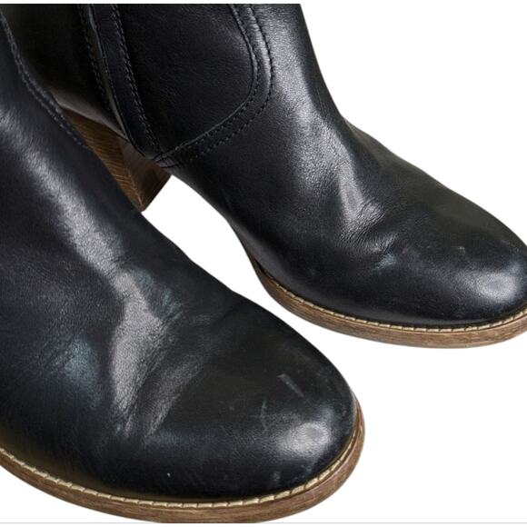 Madewell 1937 Winston Ankle Boots Womens 10 Black Leather Heeled Booties Side Zi - Picture 4 of 15